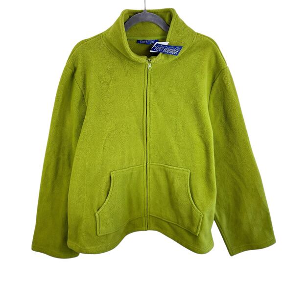 Fleet Boutique NWT Pea Green Vine Full Zip Mock Neck Fleece Jacket Size 2X - Picture 1 of 8